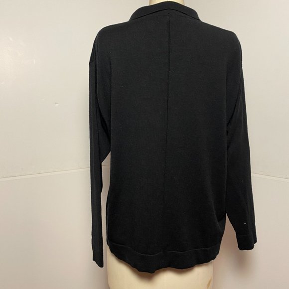 Black V-Neck with Collar Sweater - Size M/L - Picture 3 of 4